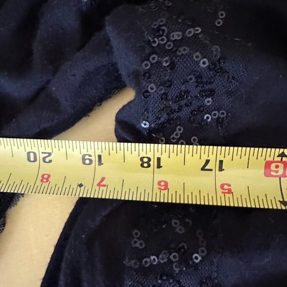 Black plunging neckline jersey mini dress tunic by sequin with sequin stripes - Picture 5 of 10